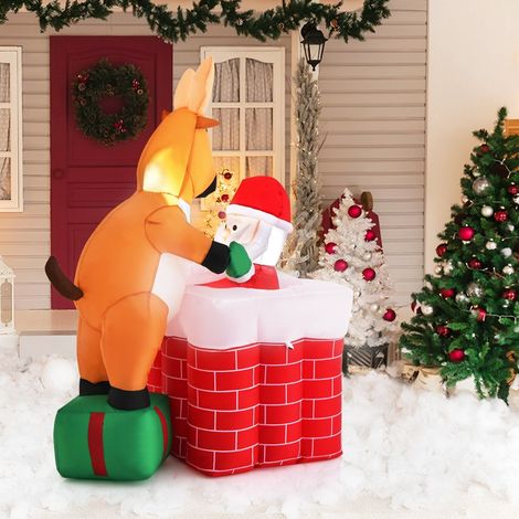 CASART Inflatable Liftable Santa Claus Climb Chimney Reindeer (1/5)