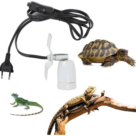 Support de lampe pour reptiles éclairants, culot E27 en céramique, socle de lampe en céramique, câble pour reptiles d'aquarium, éclairage terrarium, lampe chauffante, lumière du jour (noir) (1/5)