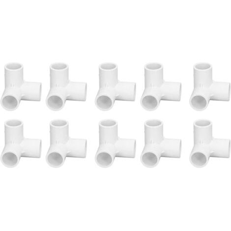 PA 3-Wege-Eckverbinder, 10 Stück, 3-Wege-Rohrverbinder, PVC-Kunststoff, rechtwinkliger T-Eckverbinder, PVC-Winkel, PVC-Rohrverbinder, 20 mm Innendurchmesser (weiß) (1/5)