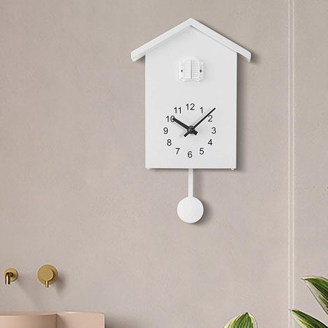 Horloge à coucou vintage avec pendule et voix, décoration murale pour maison, salon, bureau (blanc) (1/4)