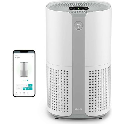 Duux Bright 2 Purificateur d’Air Intelligent – CADR 210 adapté jusqu’à 42m² – Purificateur d’Air avec Indicateur de Qualité de l’Air et Ioniseur – Blanc