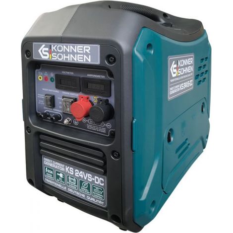 Könner & Söhnen KS 24VS-DC Générateur de courant continu de 1,6 kW avec boîtier insonorisé, deux modes de fonctionnement (MANUEL/AUTO & EXTERNAL), groupe électrogène de secours 24 V 60 A