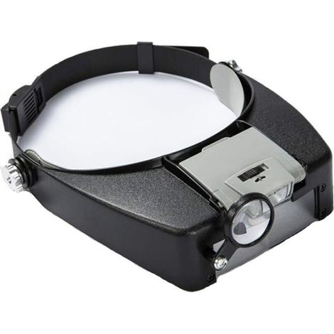 Casco con lupa y luz LED - Zoom de 1.5X a 10X - Casco con lupa y diadema con luz para leer, hacer joyas, coser y proyectos de bricolaje - Gris (1/5)