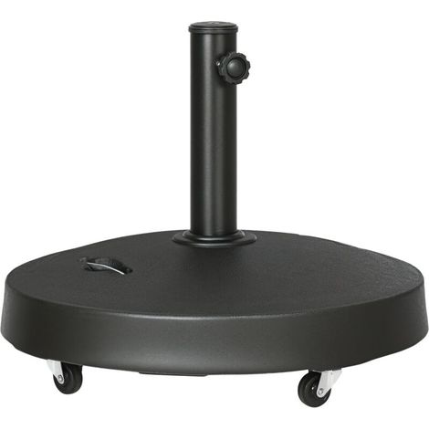 Pied de parasol avec roulettes, support de parasol résistant aux intempéries, diamètre 53 cm, hauteur 41 cm, couleur noire (1/5)
