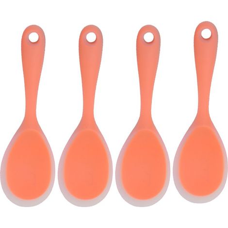 Ensemble de cuillères à riz en silicone, antiadhésives et résistantes à la chaleur, pour le riz, la purée de pommes de terre et plus encore (orange transparent) (1/5)