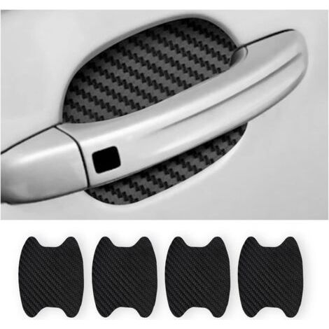 Lot de 4 autocollants de poignée de porte de voiture en fibre de carbone anti-rayures pour porte de voiture, universel pour la plupart des poignées de voiture (noir) (1/5)