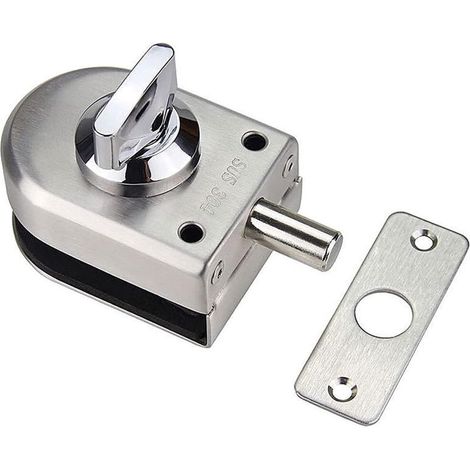 Serrure de porte en verre en acier inoxydable pour portes en verre de salle de bain, toilettes et magasins (1/5)
