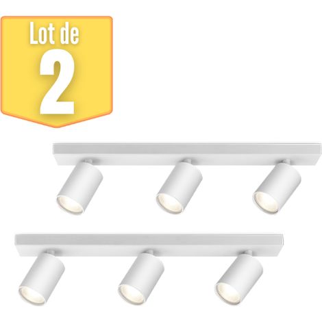 Lot de 2 plafonniers 3 spots saillies BETA-U1 Alu GU10 3x35W Blanc (1/5)