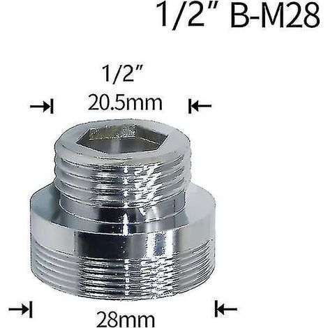 1/2"-Wasserhahnanschluss auf M16-, M18-, M20-, M22-, M24- und M28-Gewinde, Reparaturadapter für Küchen-/Badezimmer-Wasserbrausearmatur (1/5)
