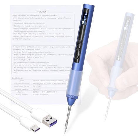 Fer à souder électrique intelligent portable station de soudure USB 180-480℃ écran OLED stylo à souder avec réglage et calibration de température