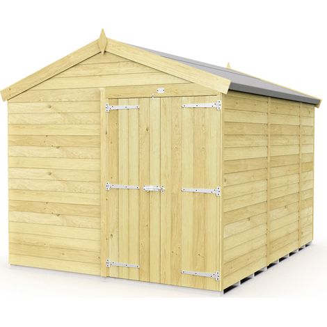 8 x 9 Feet Apex Shed - Double Door Without Windows - Wood - L272 x W231 x H217 cm