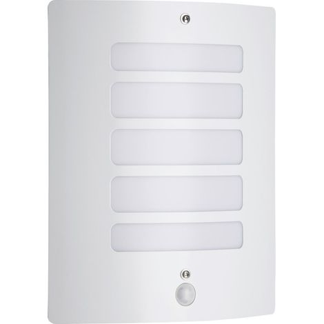 Applique extérieure avec détecteur – Métal et plastique blanc – E27 max 60 W – Dimensions 11x24x31cm – Pour espaces extérieurs – Brilliant (1/3)