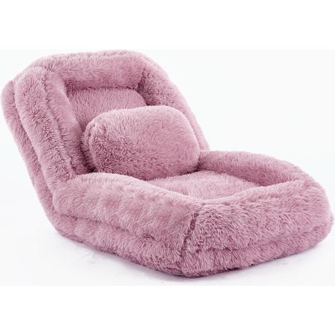 Sofá de suelo plegable 5 posiciones de poliéster rosa 102x89x88 cm HOMVRA (1/5)