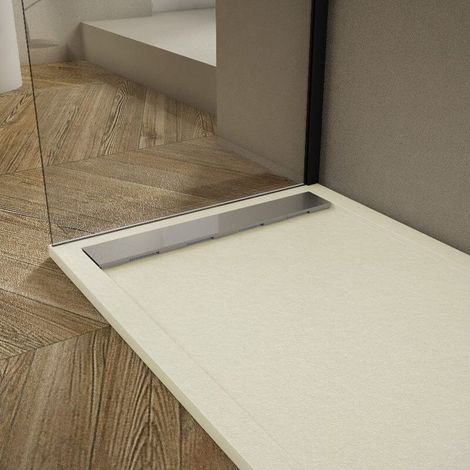 Plato de ducha pizarra RIBERA crema  80x200cm rejilla acero inox.