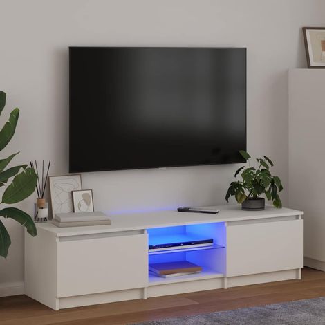 TV-Schrank mit LED-Leuchten Weiß 140x40x36 cm