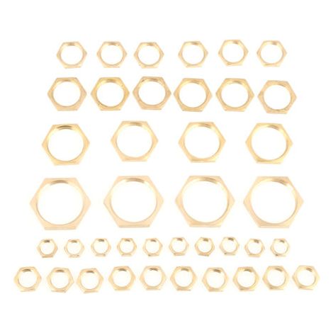 40 écrous hexagonaux de blocage en laiton, filetage G1/8, G1/4, G3/8, G1/2, G3/4, G1. (1/5)