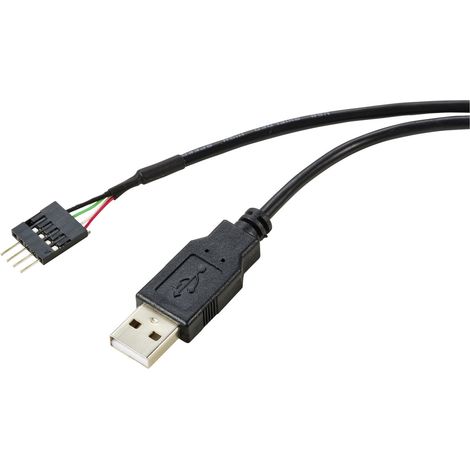 Renkforce USB-Kabel USB 2.0 Pfostenstecker 4pol., USB-A Stecker 0.40 m Schwarz Geflechtschirm RF-57 (1/2)