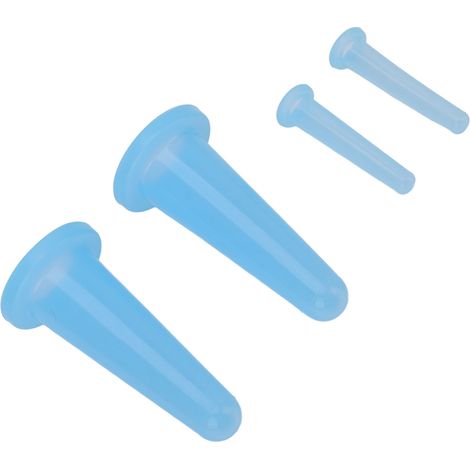 Lot de 4 ventouses de massage facial en silicone bleu, pour le traitement de la cellulite à domicile. (1/5)
