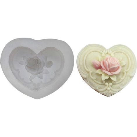 Moule en Silicone Cœur Rose pour Bougies Parfumées et Artisanat Aromathérapie (1/4)
