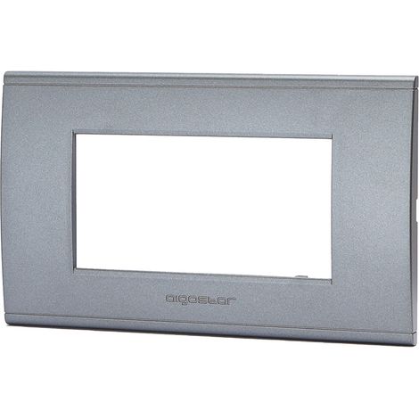 Placca 4 moduli 504 in plastica grigia compatibile anche con BTicino Livinglight