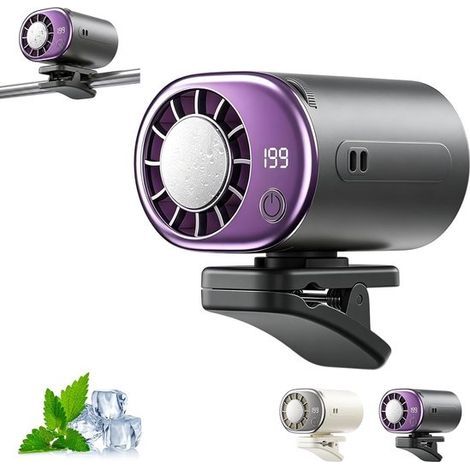 Mini-Clip-Ventilator – Grau – Autoventilator mit LED-Anzeige – Wiederaufladbarer tragbarer Ventilator (1/5)