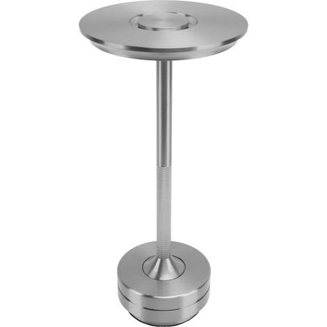 Lampe de table sans fil argentée, 3 couleurs, intensité réglable, rechargeable et tactile, idéale comme veilleuse pour restaurants, bars et maison. (1/5)