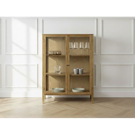 BOBOCHIC - Buffet haut 2 portes 90 cm CARMEN placage chêne massif (1/5)