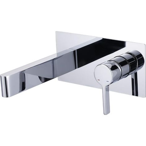 Robinet de Lavabo Encastré, Robinet Monocommande de 2 Trous en Laiton Massif, Mitigeur Salle de Bain avec Aérateur M24 Amovible pour Lavabo de Salle de Bain ou Hôtel, Chromé (1/5)