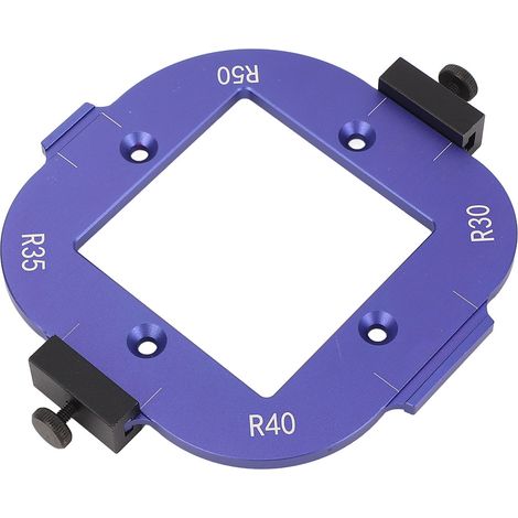 Modèle rayon coin arrondi cale fraisage bois table routeur R30 R35 R40 R50 fraise rogne angle outil découpe arc planche aluminium bleu coffret (1/5)
