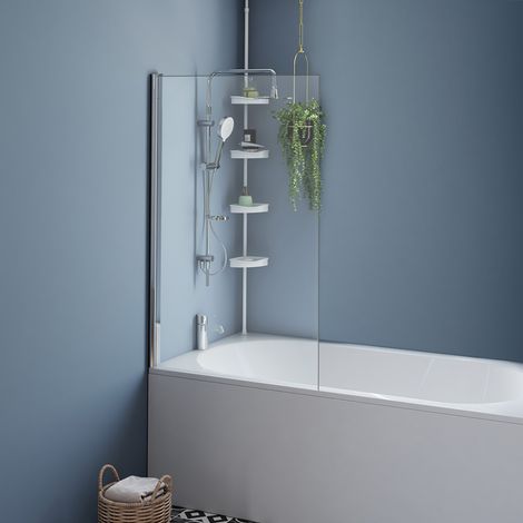 Mampara de baño de 1 hoja 70x120 cm con perfil de aluminio plateado (1/5)