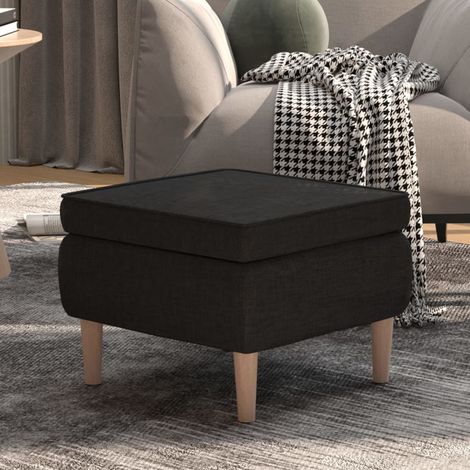 Repose-pied, Tabouret Bas Pouf, Tabouret avec pieds pour Salon ou Chambre en bois Noir Tissu HAV6595 (1/5)