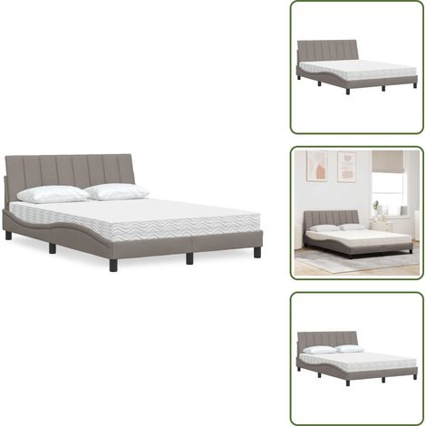 The Living Store Bett mit Matratze "Hanko" Taupe 140x190 cm Stoff - Schlafzimmer (1/5)
