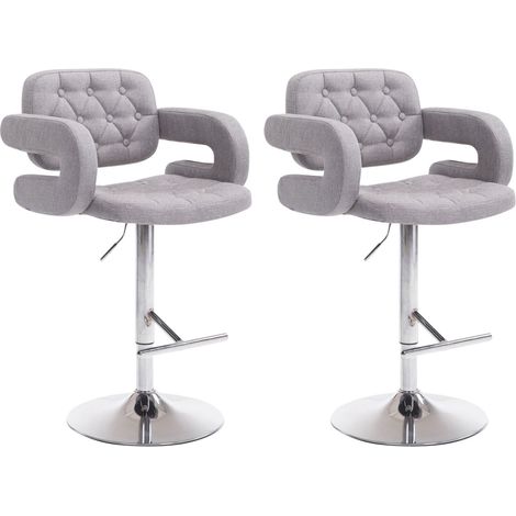 Set 2 sgabelli bar imbottiti in tessuto grigio, braccioli, poggiapiedi design moderno 100000678 (1/5)