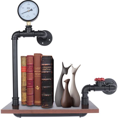 Etagère Murale Lot de Etagères Flottantes en Bois et Fer Charge Maximale 25Kg s'adapte au Salon Chambre ou Bureau (1/5)