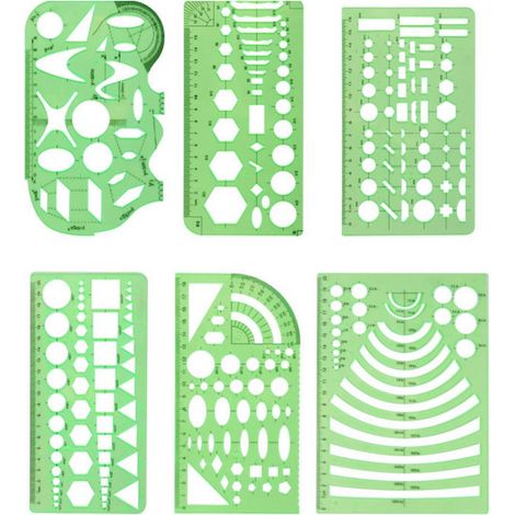 Gabarit De Dessin - Ensemble De Plantilles Géométriques En Plastique Pour École Et Bureau - 6 À 9 Pièces (1/5)