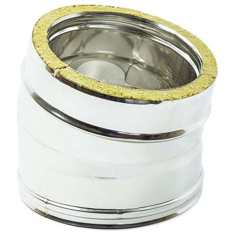 Gomito curva acciaio inox doppia parete di 200 - de 250mm, scegli se 15 gradi (1/4)