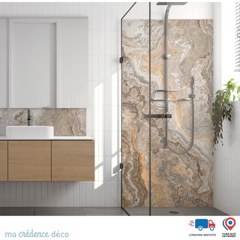 Panneau de douche : Marbre de Malesco - Couleur Beige - Alu composite - 90 - 245 (1/3)