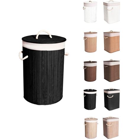Cesto Ropa Sucia Bambú – Cesta de la Colada Plegable con Bolsa Extraíble y Asas - Cubo Ropa con tapa