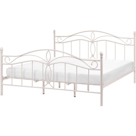 Bed Frame Beige EU Super King Size 6ft Metal Vintage ANTLIA (1/5)