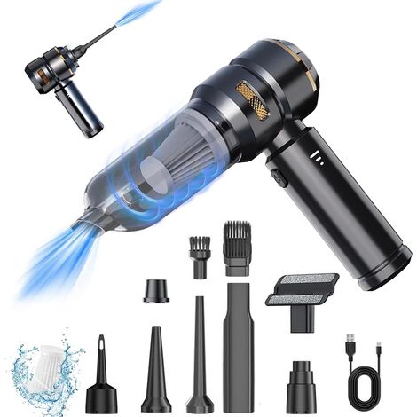 Aspirateur à main, mini aspirateur portable sans fil 100 W, rechargeable par USB, 3 vitesses, buses multiples, pour voiture et maison