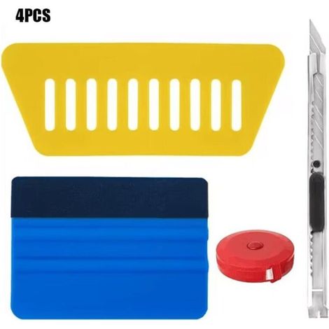Outil d'application de Papier Peint,Raclette pour Pose Adhesif,avec Squeegee au Silicone,Couteau Universel et des Lames,Mètre Ruban (1/5)