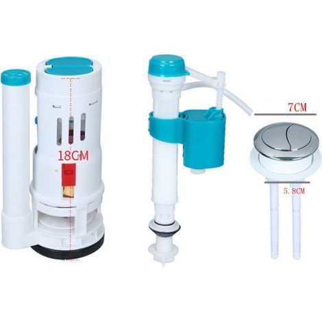 CSPARKV 18cm - 3 Piece Set - Flush Mechanism for Concealed Cistern - Suitable for Close-Fitting Toilets