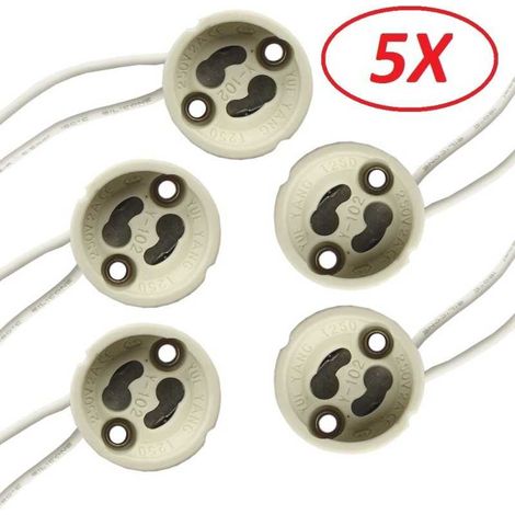 Lot de 5 Douilles Culot GU10 pour Ampoule Halogène ou Led (1/4)