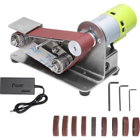 Mini ponceuse à bande électrique multifonctionnelle, affûteuse et polisseuse pour le bricolage, avec 10 feuilles de papier de verre de 30 mm, multicolore. (1/5)