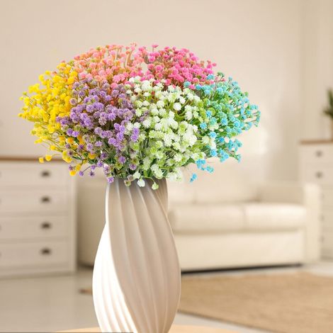 Ramo artificial de paniculata, color rosa, ideal para bodas, decoración del hogar y centros de mesa. 12 tallos por paquete.
