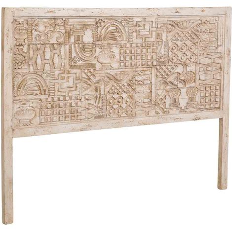 Cabecero de madera tallado artesanal beige 160x3x120h cm (1/5)
