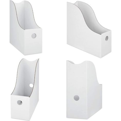 Support À Magazines - En ABS Blanc - 10 Pouces H x 10 Pouces P x 3,75 Pouces L - Organisation De Bureau - Lot De 2