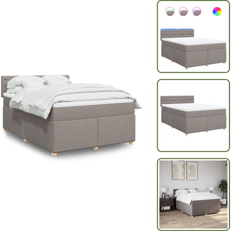 The Living Store Giroletto a Molle con Materasso Tortora 160x200 cm in Tessuto - Materasso a molle insacchettate