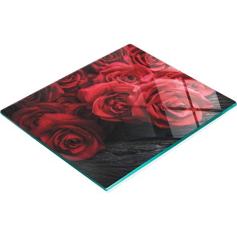 Tabla de cocina de vidrio templado con gr谩ficos decorativos de ramo de flores y rosas, 60x52 cm. (1/5)
