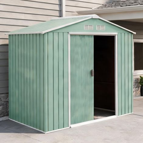 Abri de jardin coloris vert en acier 213 x 130 x 185 cm (1/5)
